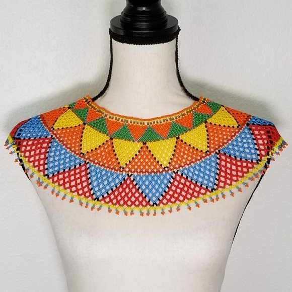 Panamanian Colorful Beaded Collar Necklace - Picture 1 of 4